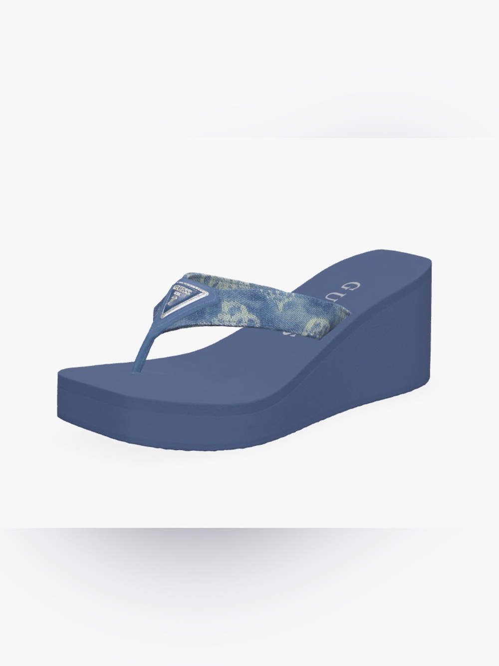 Guess Denim Blue Wedge Flip-Flop Sandal Size 10 NEW